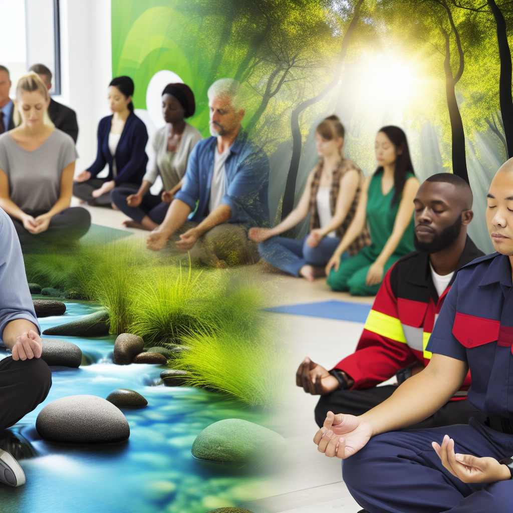 A serene group of first responders engaging in a g